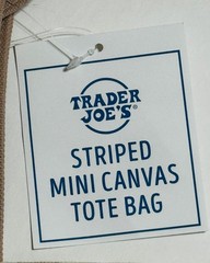 Authentic Trader Joes Mini Pastel Green Stripe Canvas Tote Bag Limited Edition
