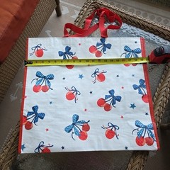 Cherry Red White Blue Shopping Gift Bag Reusable Large Tote Summer USA July 4th