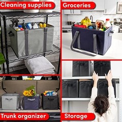 Reusable Grocery Bags 4 Pack Heavy Duty Large Tote Stands Open Foldable Box