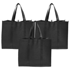 3PCS Non Woven Shopping Bags – Large Blank Fabric Tote – Reusable Grocery Bag,