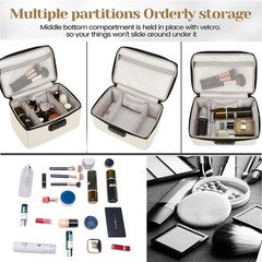 KaAutoler Portable makeup box with Lock, Large Capacity Travel off-white