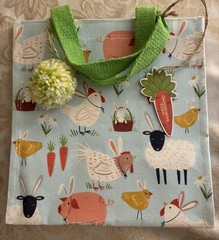 Amimals Bunny Ears Easter Baby Cotton Canvas Reusable Tote Bag 10.5×10 NWT