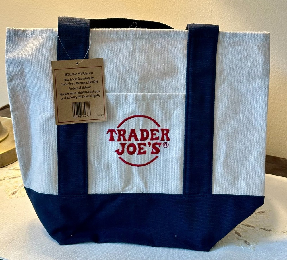 Trader Joe’s Reusable Mini Canvas Tote Bag In Blue 2025 NWT (LAST ONE)