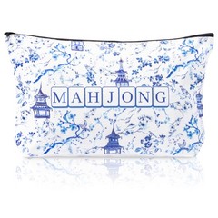 Y1tvei Blue Floral Makeup Bag – 1Pcs Aesthetic and White Large,