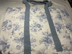 Harper Tote Shopping Bag CREAM BLUE FLOWERS 100% COTTON NWT