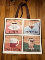 Reusable Tote Bag ~ 20″ X 18″ X 8″ ~COFFEE BREWS BY HomeGoods