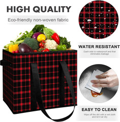 Reusable Grocery Bags 3 Pack Large Collapsible Shopping Tote Box Water Resistant