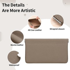 Genuine Leather Pocket Cosmetic Bag for Purse,Coin Purse Lipstick Grey