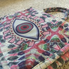 Multicolor All-Over Print Reusable Shopping Bag Foldable Zipper 16x6x12