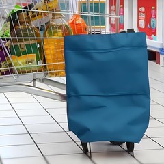 Shopping Cart Collapsible 360 Swivel Wheels Portable Lake Blue Folding