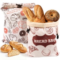Beeswax Bread Bags，Extra Large 2 Pack- 17″×13″ Reusable 17″ X 13″, White