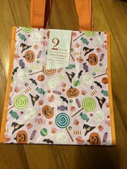 🧸TWO (2) PACK Halloween reusable shopping bag PUMPKINS 🎃 TEDDY 🧸 BEARS fun