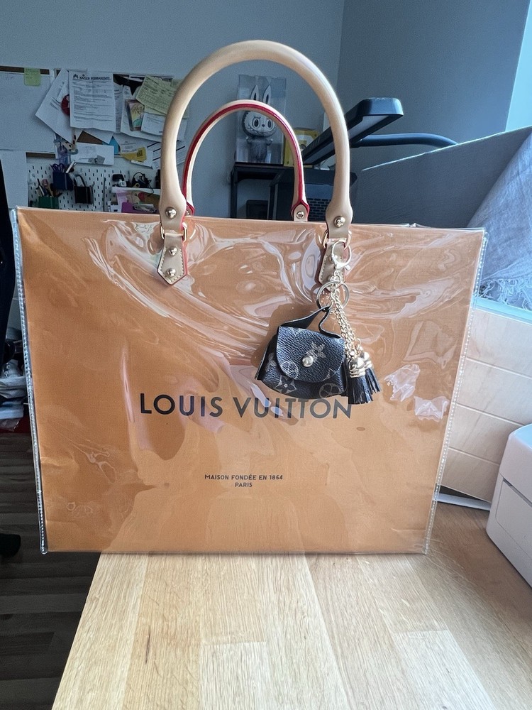 Authentic LV Classic Orange Middle shopping bag ADD PVC Toto bag Tassel Keychain