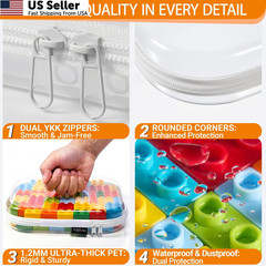 Clear Hard Shell Beauty Organizer 6 Pack Crush-Proof Cosmetic Case Stadium Bag