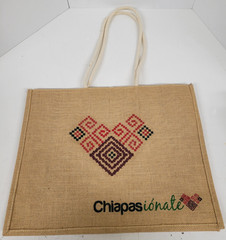 Chiapasionate Jute Burlap Tote Bag 17.5” x 13.5” x 5.5” Grocery Shopping Sack