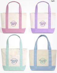Trader Joe’s Mini Tote Bag Set of 4 Spring Colors Canvas Reusable Bags New