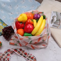 Reusable Grocery Bags, 1Pcs Printed Washable Shopping Totes (Strawberry)
