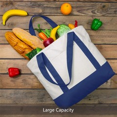 TOPDesign 1-Pack Canvas Tote Bag with an External Pocket, Reusable Grocery Sh…