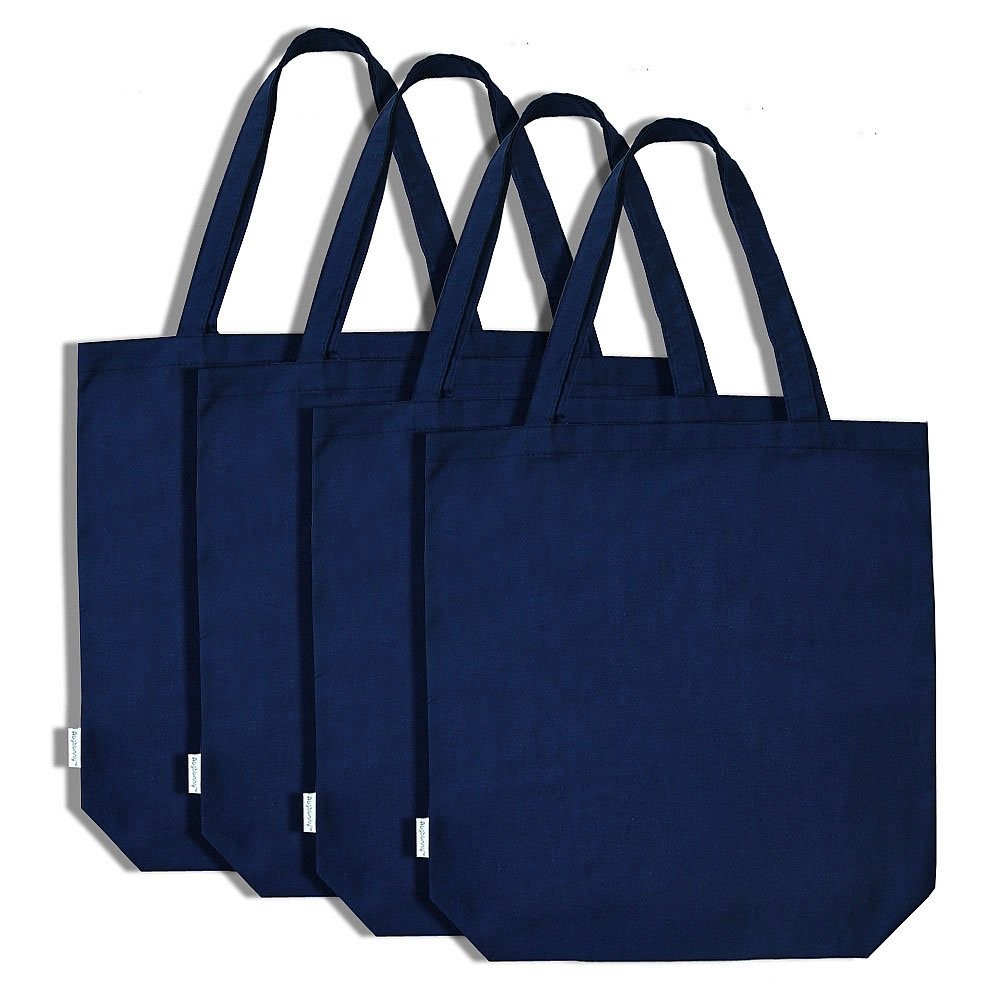 100% Cotton Canvas Shopping Tote Bag Grocery Bag 4-pack