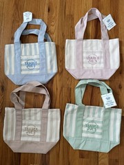 Trader Joe’s Striped Mini Canvas Tote Bag Lot of 4 Multicolor 10x10x12 in.
