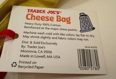 Trader Joe’s Cheese Adventures Cheese Themed 100% Cotton Reusable Tote Bag 🛍️🧀