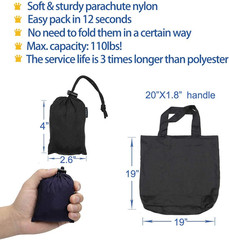 Nylon Reusable Grocery Bag (3 pack), Nylon Heavy Duty Tote Bags 110 lbs, 19″x 19