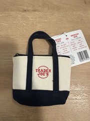 Trader Joe’s Canvas Micro Tote Beige & Black Foldable Zipper Bag