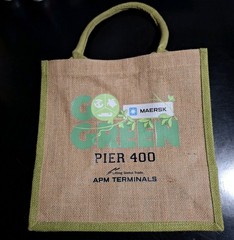 Prime Jute 100% Go Green Reusable Shopping Bag Hook & Loop Closure