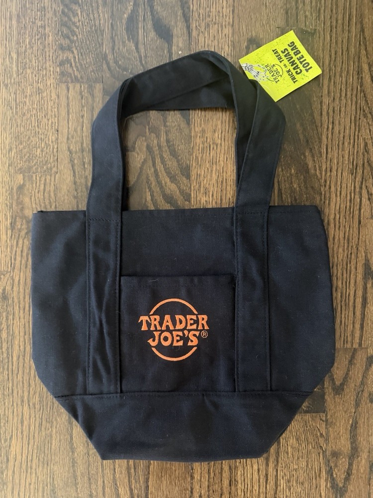 Trader Joe’s Mini Black Canvas Tote Bag Trick or Treat Halloween Limited Edition