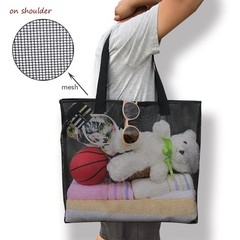2Pack Large lightweight Simple Mesh Beach Tote Bag With snap Button Reusable …