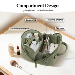 honitty Makeup Bag, Quilted Puffy Travel Make up Bags, Green