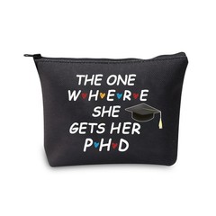 MBMSO Phd Graduation Gifts Makeup Bag the one Where She medium, PHD bag black