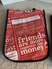Lululemon Reusable Shopping Tote Bag Lot Of 3 11x9x4 Red/White/Black. Pre Owned