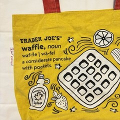 Trader Joes Reusable Canvas Shopping Tote Bag Breakfast Waffles Toast