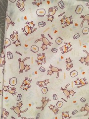 Cat Theme Fabric Bag, Reusable Handmade 2-handle tote, ￼￼washable, double stitch
