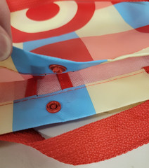 Reusable Red & Blue Target Tote Bag 15” x 16” x 7” Grocery Shopping Sack w/Snap