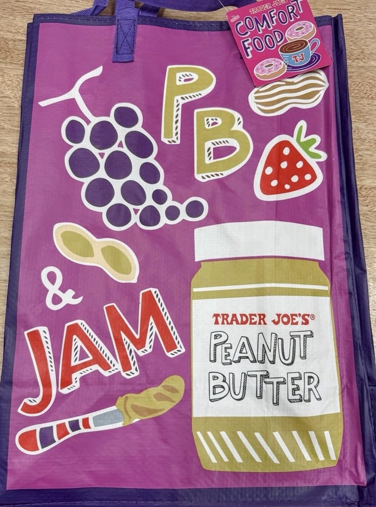 ⚡️ Trader Joe’s PB & Jam Mac & Cheese Reusable Tote Bag NEW NWT FREE SHIP ❤️