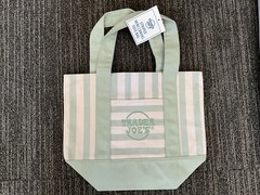 Trader Joe’s Stripped Mini Canvas Tote Bag 10.5″x13″ Green/White