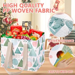 3 Pack Christmas Reusable Grocery Bags Shopping 6 Gallon Pastel Forest Tote