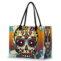 Beach Tote Bag Mexico Day Of The Dead Sugar Skull Large Travel Bag Utility To…