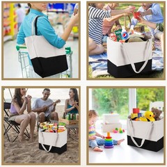 LINICE Canvas Tote Bag Reusable Grocery Bags with Long Shoulder Strap and Sho…