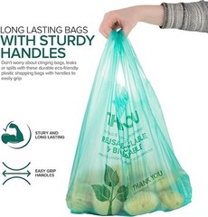 Eco Grocery Bags Disposable T-Shirt Thank You Bag with Handles for 100 Count