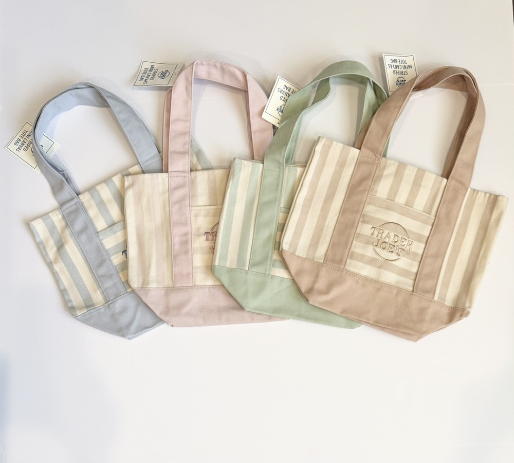Trader Joe’s Striped Canvas Mini Tote Bag Set 4 Colors Summer 2026 Limited