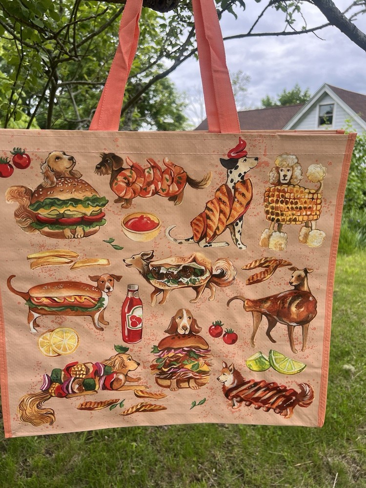 DOGS as FOODIES Large Reusable Shopping Bag TJ Maxx Eco Friendly Tote Bag