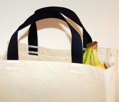 Turtlecreek USA 5 PAK Cotton CANVAS GROCERY BAG Shopping Tote Short Navy Handles