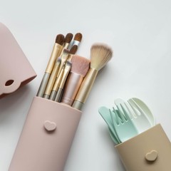 zoka Silicone Makeup Brush Holder, Travel Case, Pearl Blue