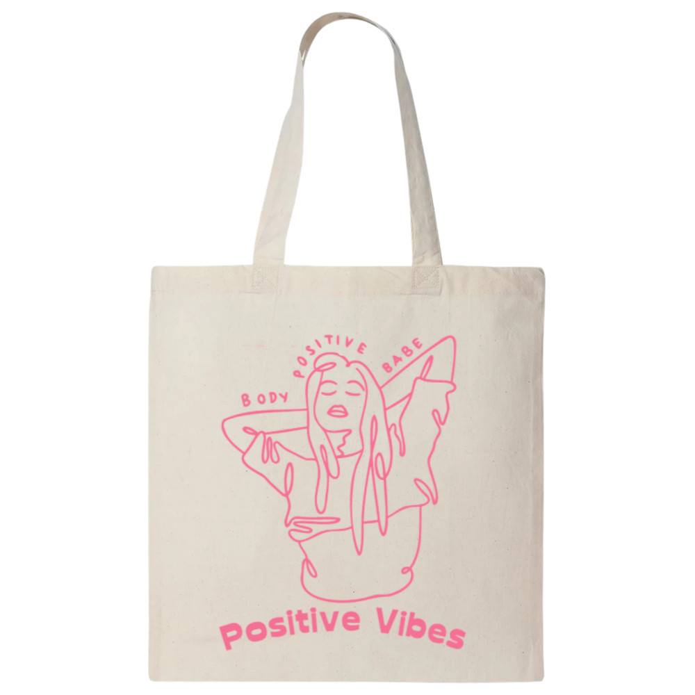 Positive Vibes Aesthetic Tote Bag Reusable Eco Friendly