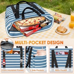 Cooler Bag Insulated, Soft Side Cooler, Reusable Grocery Gray Blue and White