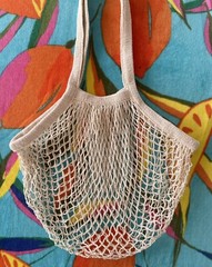 Natural Lightweight 12″H x 15″W Fishnet Market Shopping Bag Tote Sack