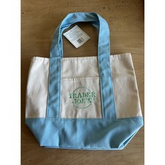 Trader Joe’s Mini Blue Pastel Canvas Tote Bag Limited Release NWT